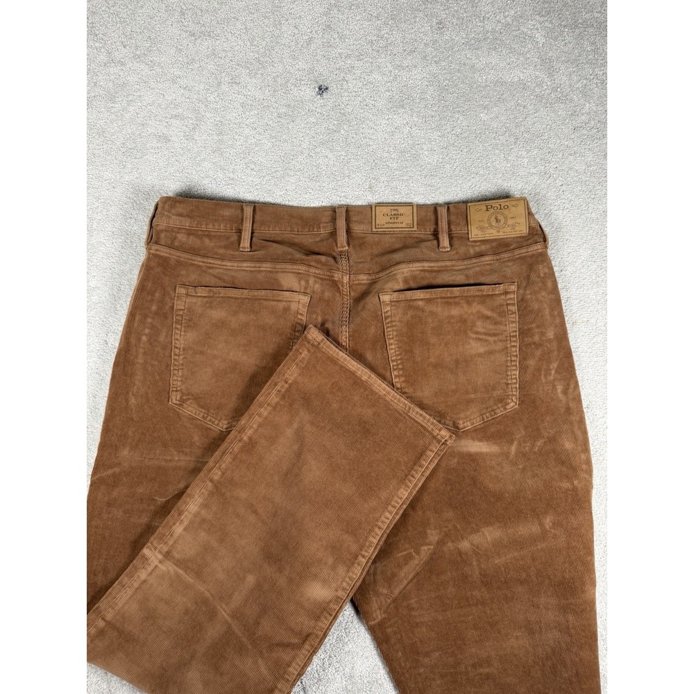 NWT POLO RALPH LAUREN Brown Corduroy The Classic Fit Pants 42Bx32 Preppy Pony
